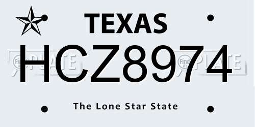 HCZ8974 Texas License Plate