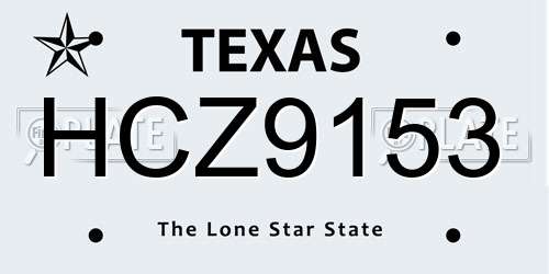 HCZ9153 Texas License Plate
