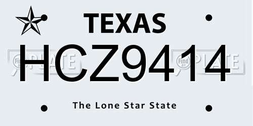 HCZ9414 Texas License Plate