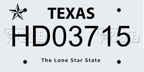 HD03715 Texas License Plate