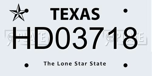 HD03718 Texas License Plate