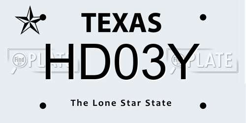 HD03Y Texas License Plate