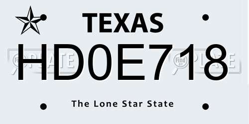 HD0E718 Texas License Plate