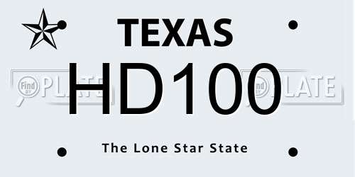 HD100 Texas License Plate