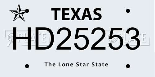 HD25253 Texas License Plate