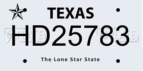 HD25783 Texas License Plate