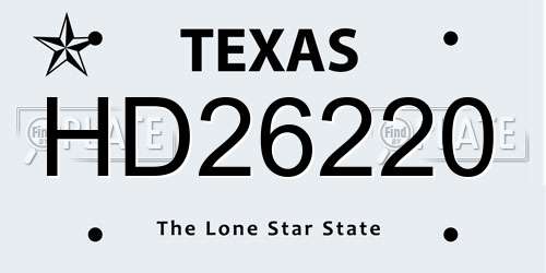 HD26220 Texas License Plate