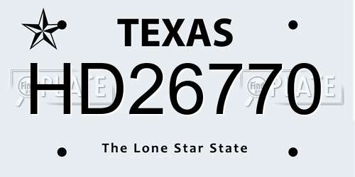 HD26770 Texas License Plate