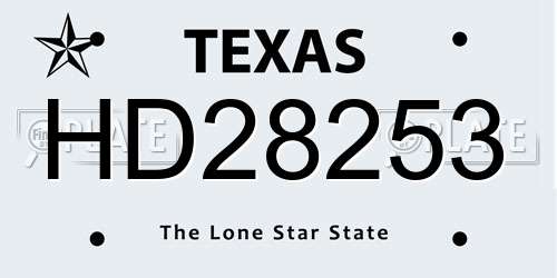 HD28253 Texas License Plate