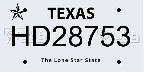 HD28753 Texas License Plate