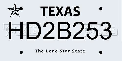 HD2B253 Texas License Plate