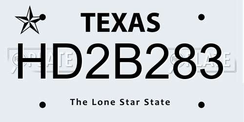 HD2B283 Texas License Plate