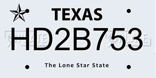 HD2B753 Texas License Plate