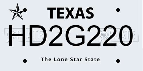 HD2G220 Texas License Plate