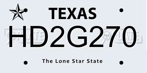 HD2G270 Texas License Plate