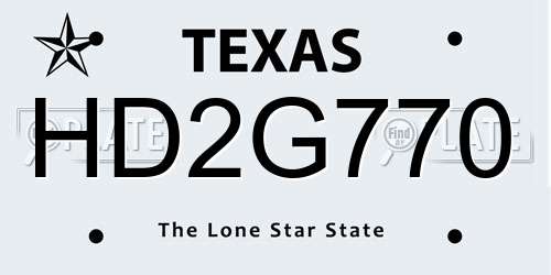 HD2G770 Texas License Plate