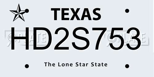 HD2S753 Texas License Plate