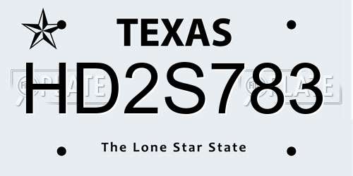 HD2S783 Texas License Plate