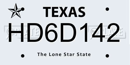 HD6D142 Texas License Plate