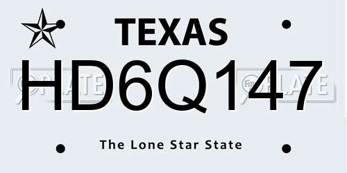 HD6Q147 Texas License Plate