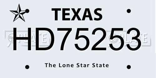 HD75253 Texas License Plate