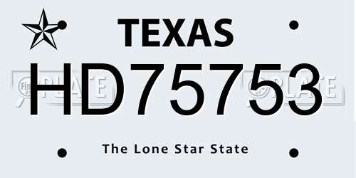 HD75753 Texas License Plate