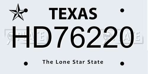 HD76220 Texas License Plate