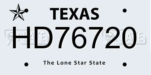 HD76720 Texas License Plate