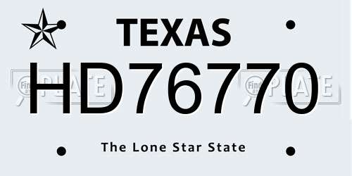 HD76770 Texas License Plate