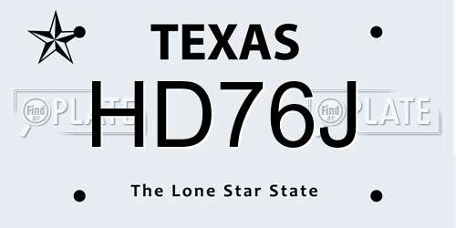 HD76J Texas License Plate
