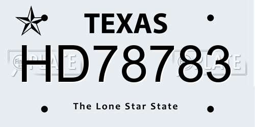 HD78783 Texas License Plate