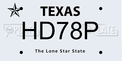 HD78P Texas License Plate