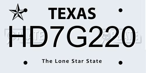 HD7G220 Texas License Plate