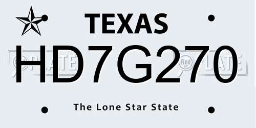 HD7G270 Texas License Plate