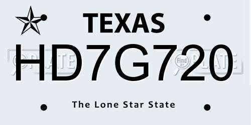 HD7G720 Texas License Plate
