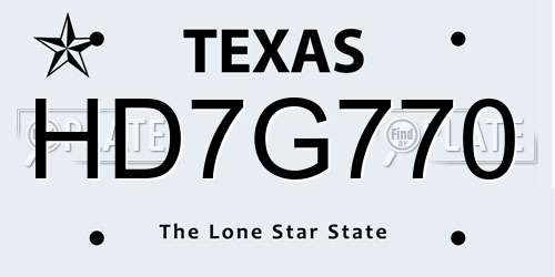 HD7G770 Texas License Plate