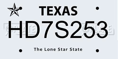 HD7S253 Texas License Plate