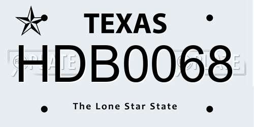 HDB0068 Texas License Plate