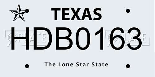 HDB0163 Texas License Plate