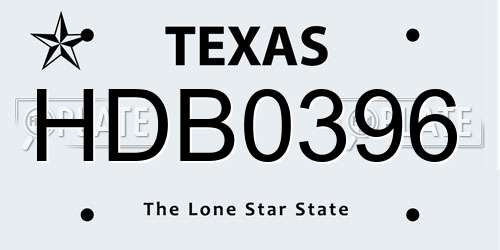 HDB0396 Texas License Plate