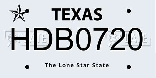HDB0720 Texas License Plate