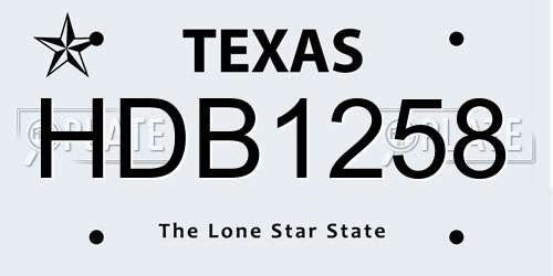 HDB1258 Texas License Plate
