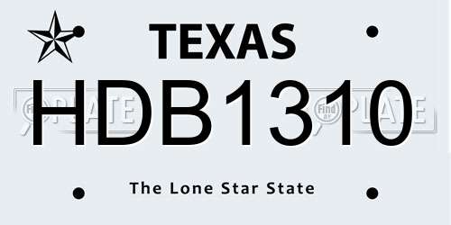 HDB1310 Texas License Plate