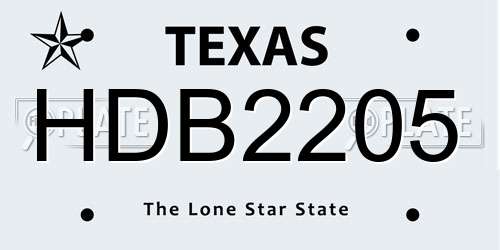HDB2205 Texas License Plate
