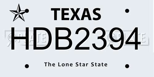 HDB2394 Texas License Plate