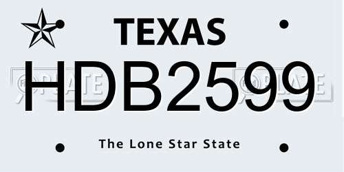 HDB2599 Texas License Plate
