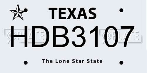 HDB3107 Texas License Plate