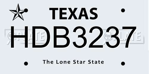 HDB3237 Texas License Plate