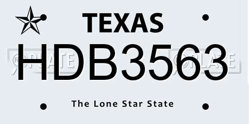HDB3563 Texas License Plate