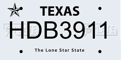 HDB3911 Texas License Plate